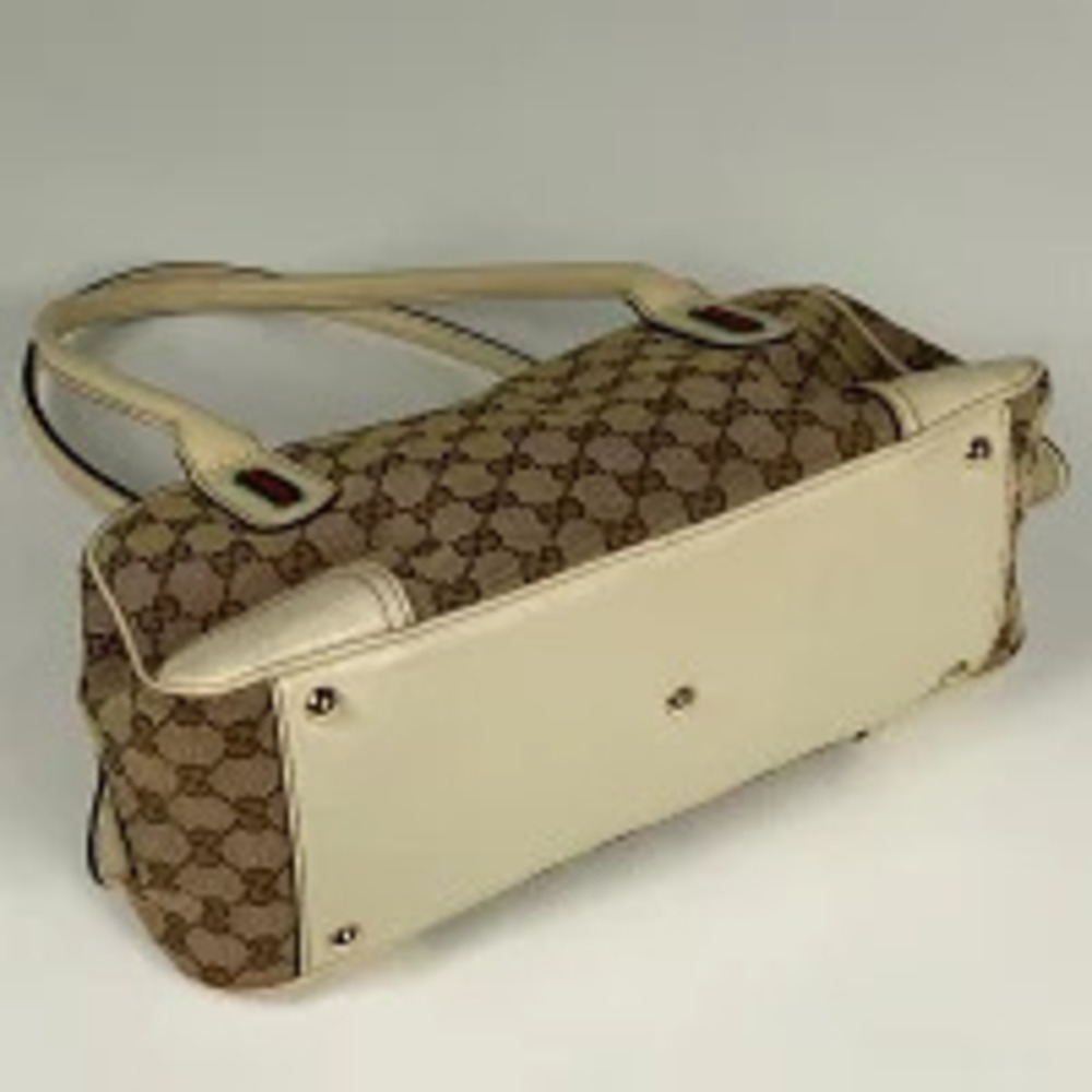Gucci Handbag White GG Bag Princy Sherry Boston Beige Shoulder Canvas
